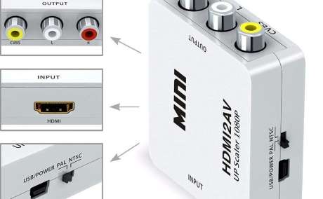 Mini Composite HDMI to AV RCA Video Converter Adapter Full HD 720/1080p UP Scaler HDMI to AV for HDTV Standard TV Converter